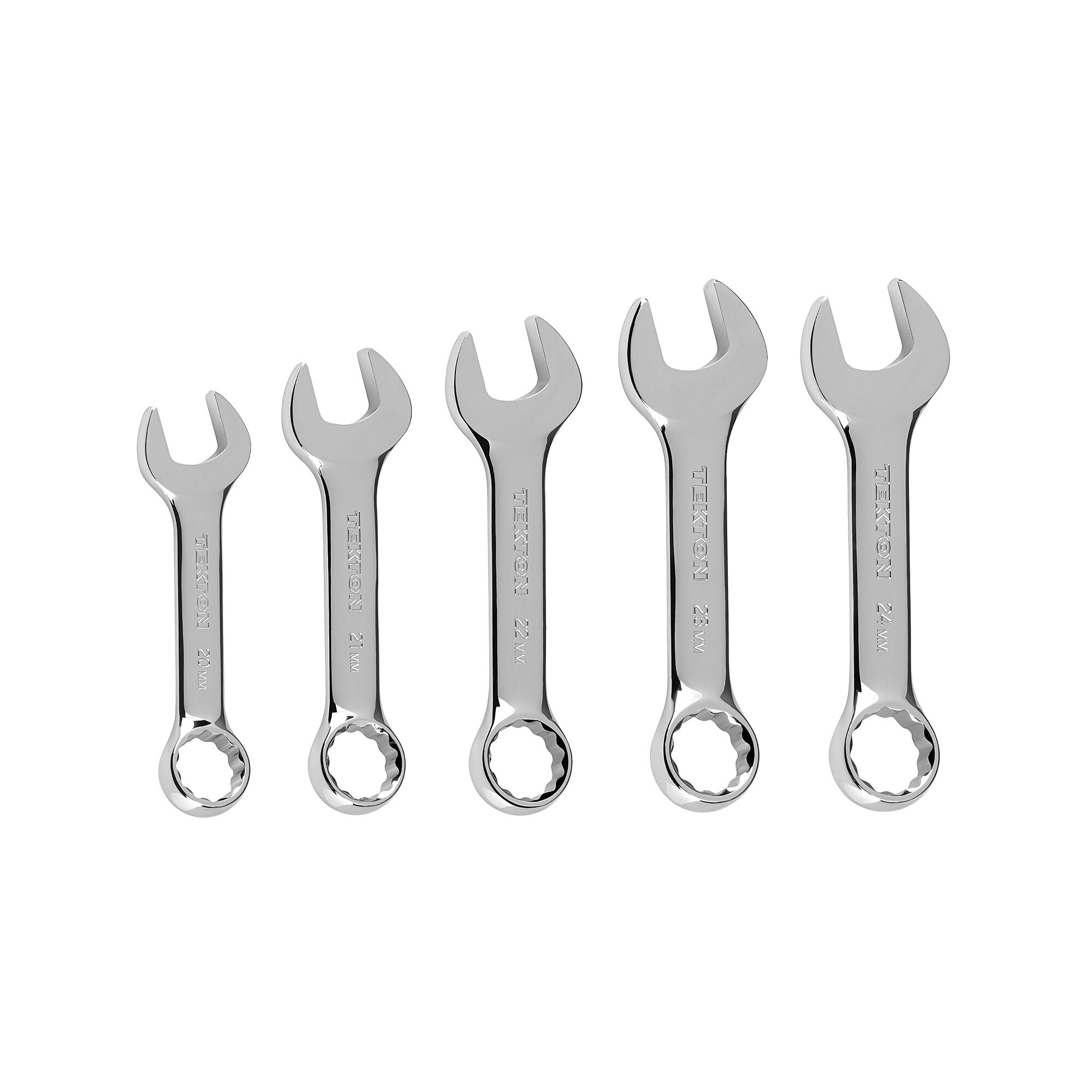 TEKTON Stubby Combination Wrench Set, 5-Piece (20 - 24 mm) | WCB90404